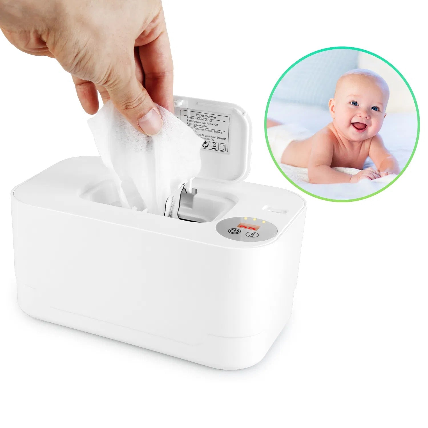 Baby Wipe Warmer With 3 Temperature Settings Type-C Powered Baby Wet Wipes Dispenser With Night Light Large Capacity Diaper Wipe Warmer For Baby GPCT5369