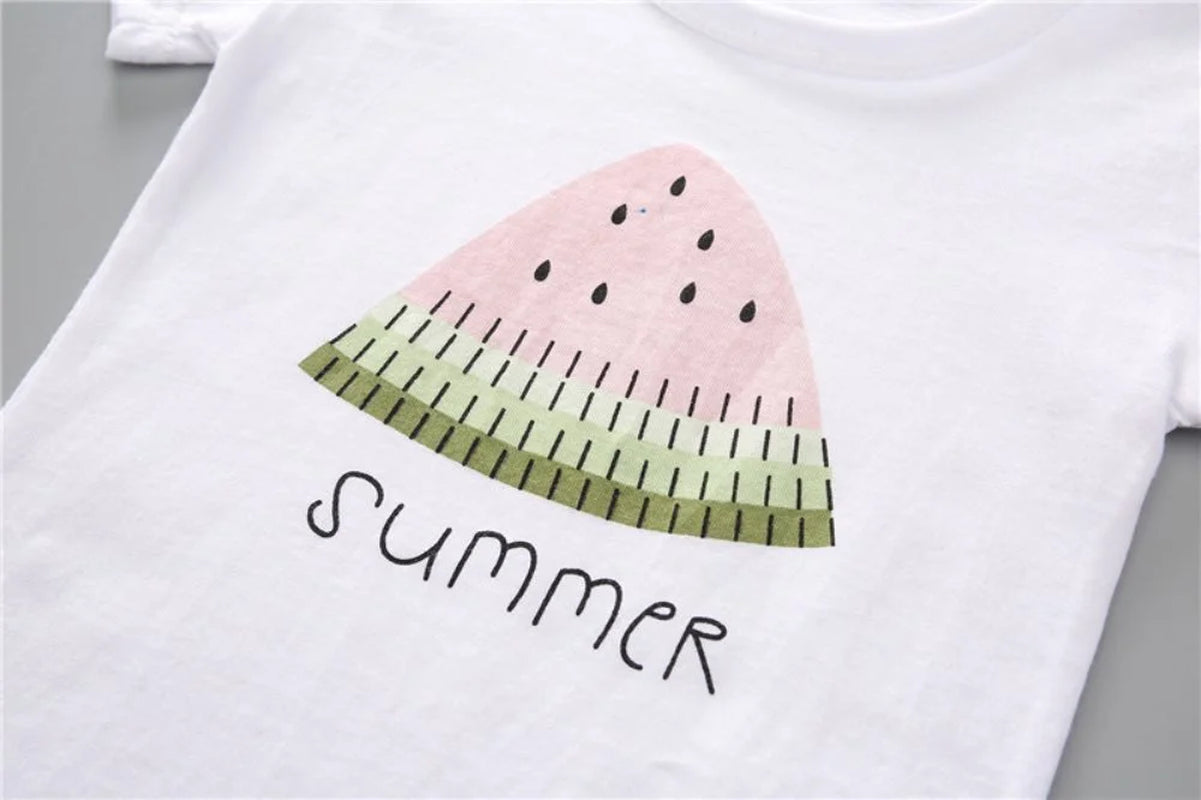 Baby Girl Summer Short Set Female Cute T-Shirt Shorts 2Pcs Clothes Outfits