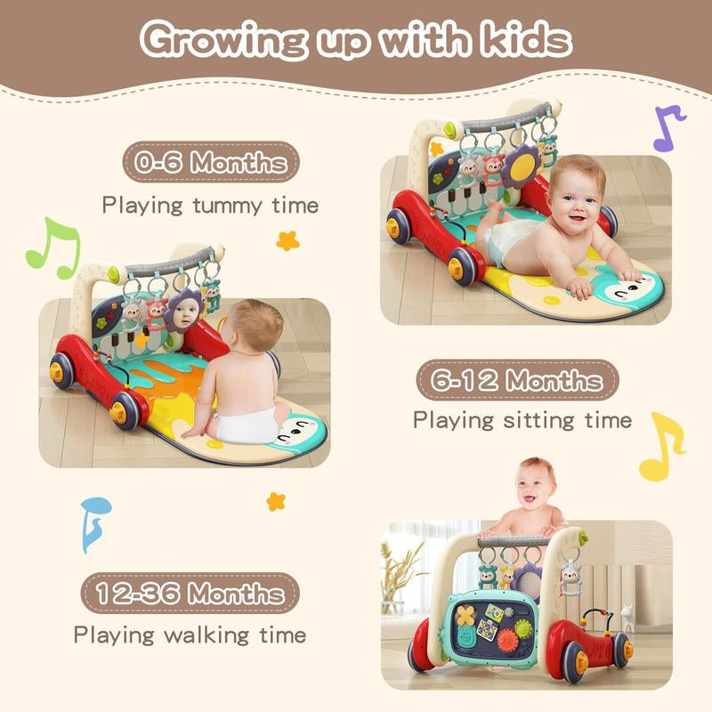 Baby Play Mat Baby Gym,Play Piano Tummy Time, Floor Activity Center,Baby Seat,Infant Baby Walker - Toddler Push Walker, Boy & Girl Gifts for Newborn Baby Toddler Sensory Cute