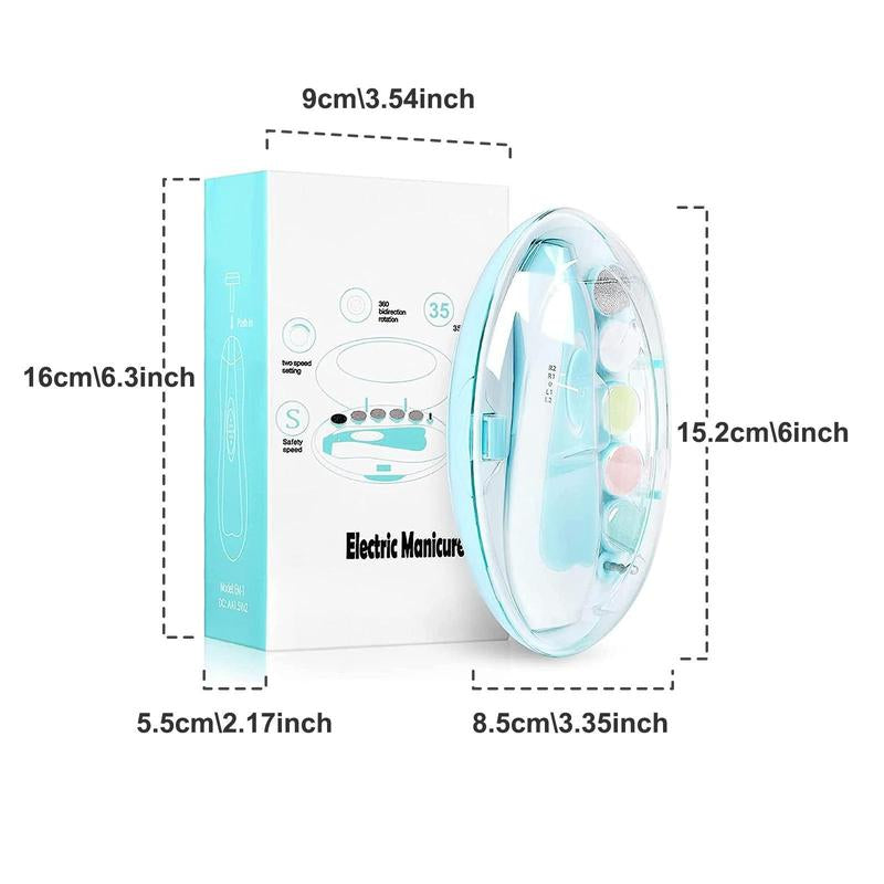 Baby Nail Trimmer Electric and Baby Grooming Kit,Baby Nail Clippers, 6 in 1 Baby Nail File,Nail File Baby Grooming Kit Manicure Set for Toddler or Adults,Blue