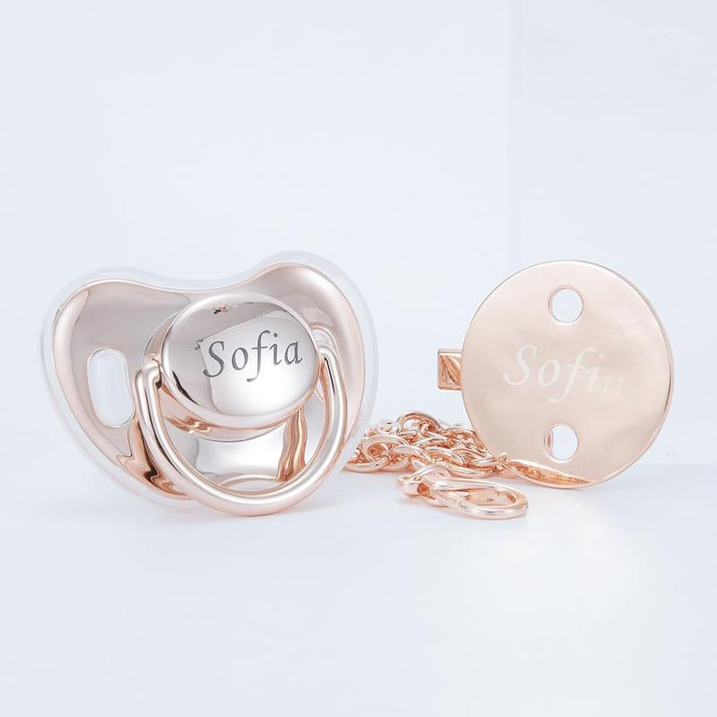 Custom Engraved Baby Name Pacifier & Clip Set – Personalized Baby Gift | Keepsake, Baby Shower, Newborn Essentials