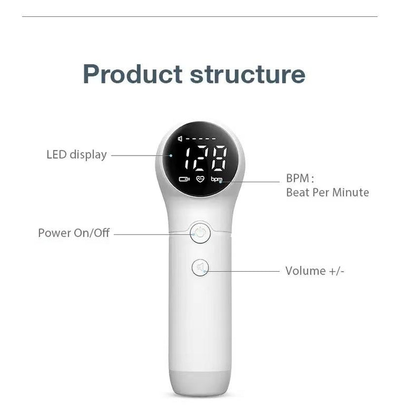 Fetal Doppler: Hear the Baby'S Heart Rate at Any Time, Large Liquid Crystal Display, Clear and Easy to Read. Many Families Keep the Fetal Heart Recording to Commemorate It, Improve the Family'S Happiness, and Relieve Stress.