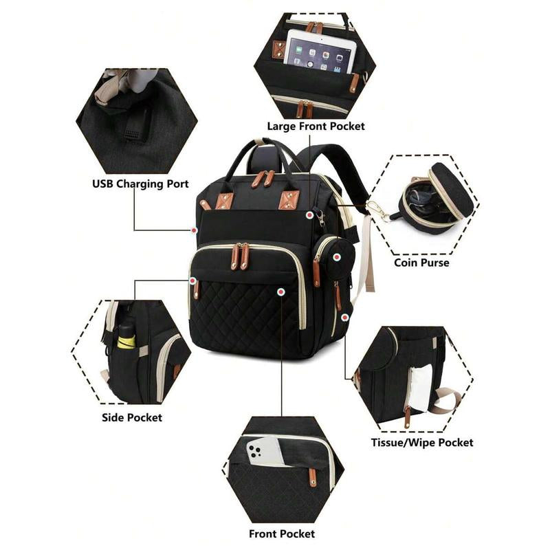 1Pc Baby Diaper Bag Backpack with Changing Station, Multifunction Portable Waterproof Large Capacity Travel Baby Changing Bags, Baby Stuff Organizer , Baby Registry Search, Baby Diaper Bags for Boys & Girls, Newborn Baby Essential Gifts Comfort
