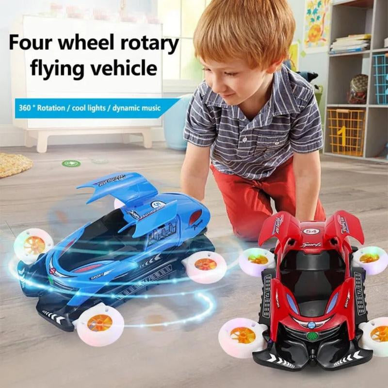 Automatic Electric Flying LED Car for Kids, 360°Rotating Stunt Car with Spins & Music and 4WD Transformation, Perfect Gift for Halloween Xmas