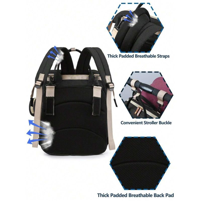 1Pc Baby Diaper Bag Backpack with Changing Station, Multifunction Portable Waterproof Large Capacity Travel Baby Changing Bags, Baby Stuff Organizer , Baby Registry Search, Baby Diaper Bags for Boys & Girls, Newborn Baby Essential Gifts Comfort