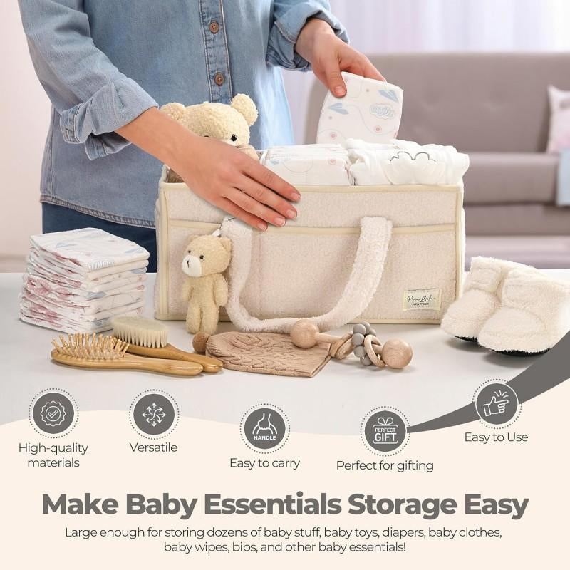 Baby Storage Basket Desktop Changing Storage Basket Wipes Storage Portable Baby Essentials Organizer Nursery Storage Basket Portable Storage Solution