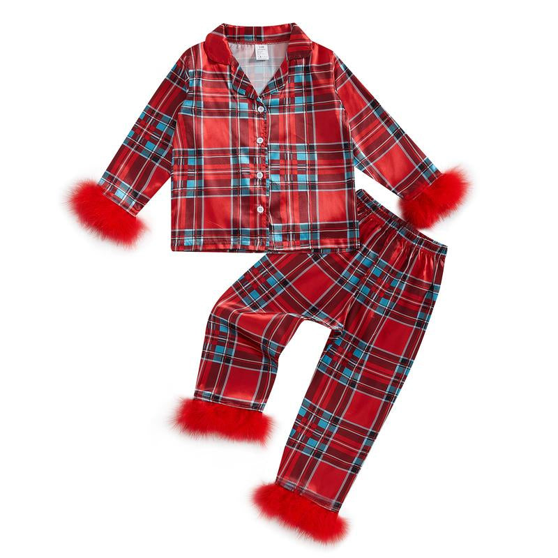 Toddler Baby Girls Christmas Satin Silk Pajamas Button down 2 Piece Pajama Set Big Kids Teen Girls Pjs Nightgown Outfits