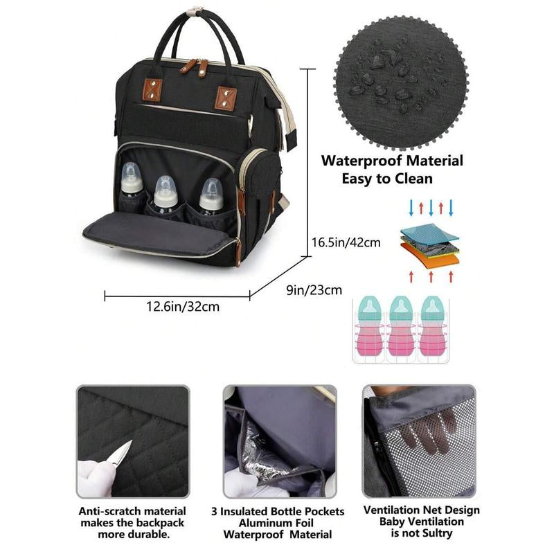 1Pc Baby Diaper Bag Backpack with Changing Station, Multifunction Portable Waterproof Large Capacity Travel Baby Changing Bags, Baby Stuff Organizer , Baby Registry Search, Baby Diaper Bags for Boys & Girls, Newborn Baby Essential Gifts Comfort
