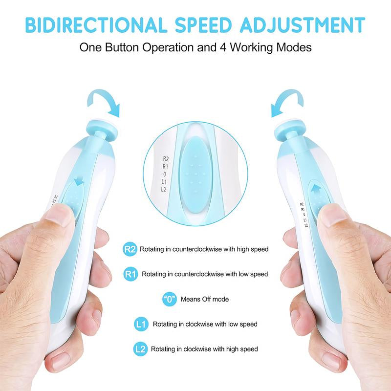 Baby Nail Trimmer Electric and Baby Grooming Kit,Baby Nail Clippers, 6 in 1 Baby Nail File,Nail File Baby Grooming Kit Manicure Set for Toddler or Adults,Blue