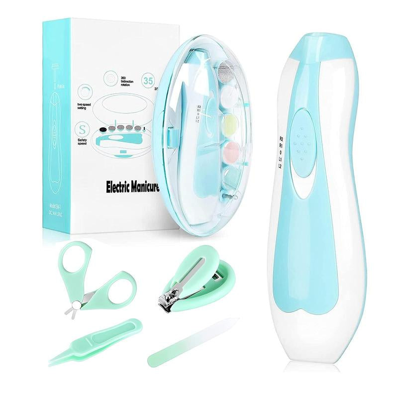 Baby Nail Trimmer Electric and Baby Grooming Kit,Baby Nail Clippers, 6 in 1 Baby Nail File,Nail File Baby Grooming Kit Manicure Set for Toddler or Adults,Blue