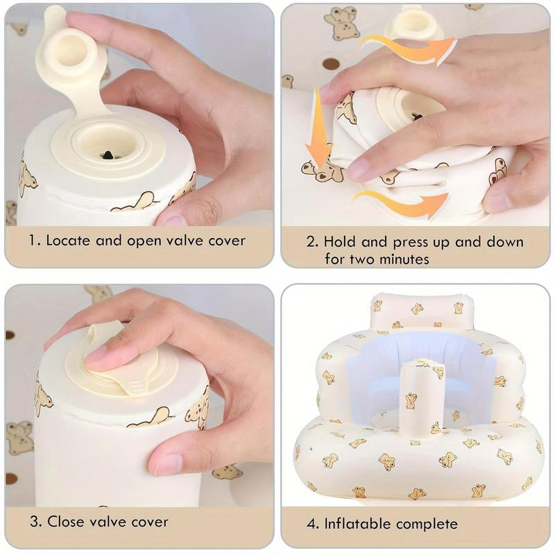 Inflatable Baby Seat 3+ Months, Built-In Air Pump Baby Seat for Kids, Toddler, Blow-Up Baby Chair with Back Support, Breathable Cover, Newborn Baby Essentials, Toddler Items, Baby Carrier Alternative, Baby Essentials & Baby Items, Christmas Baby Gift
