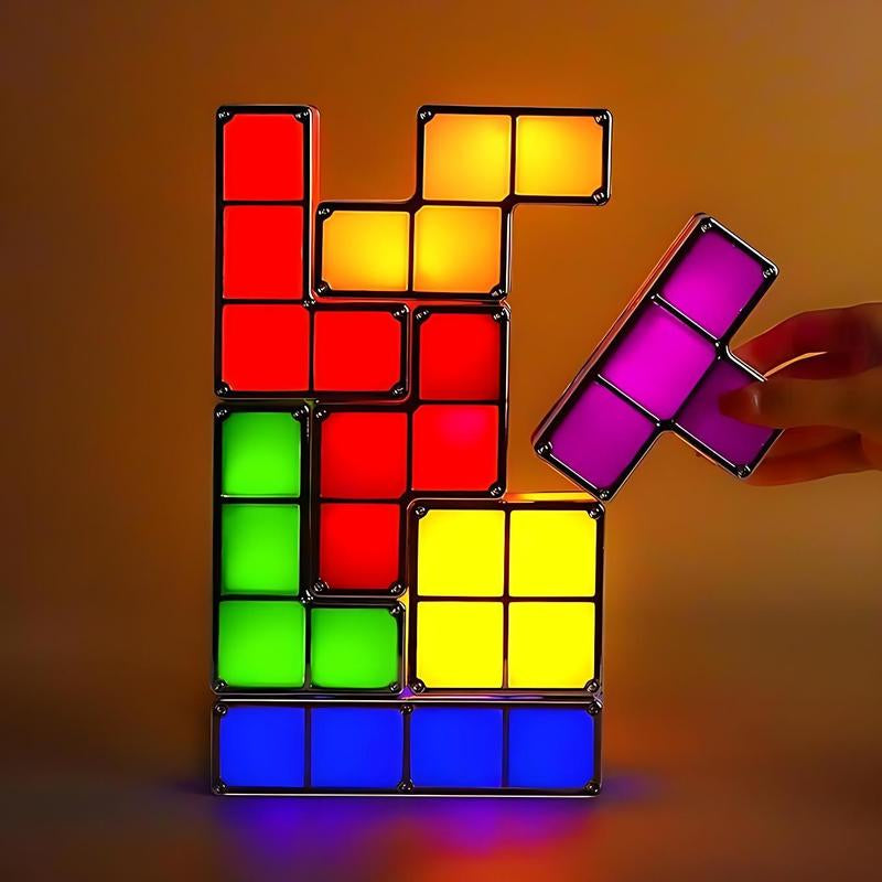 【Hot Selling Gift】7 PCS Stackable Night Light 3D Puzzles Toy 7 Colors Magic Blocks Induction Interlocking LED Novelty Desk Lamp Lighting DIY for Teens and Adults Home Deco Great Gift for Birthday