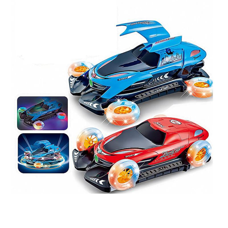 Automatic Electric Flying LED Car for Kids, 360°Rotating Stunt Car with Spins & Music and 4WD Transformation, Perfect Gift for Halloween Xmas