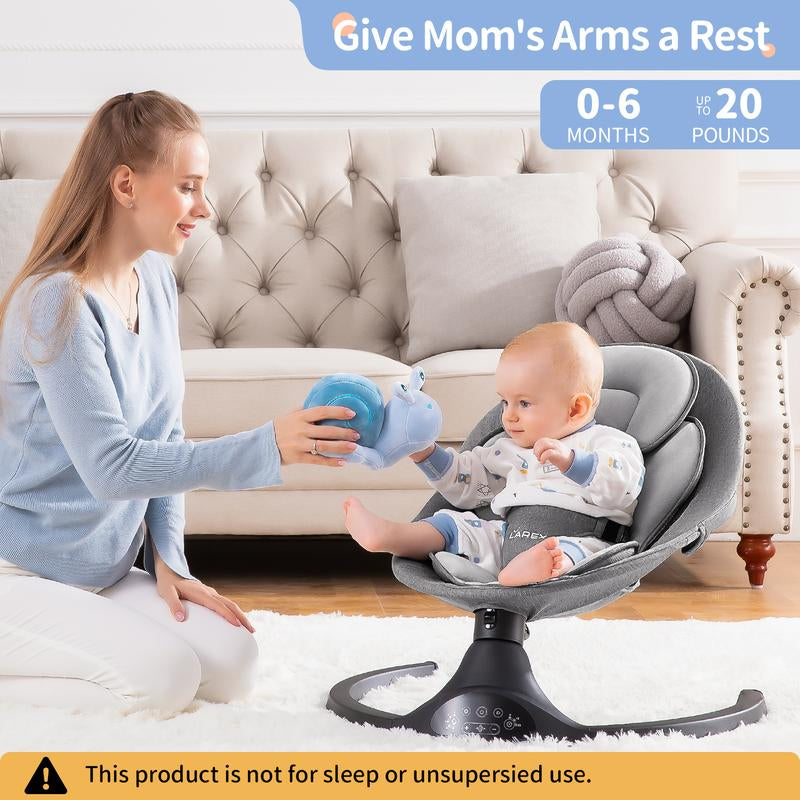 Baby Swing for Infants to Toddlers,Electric Portable Newborn Bouncer ,5 Speeds and Remote Control ,10 Preset Melodies and Bluetooth,0-6 Months Max 20 Lbs (Black)