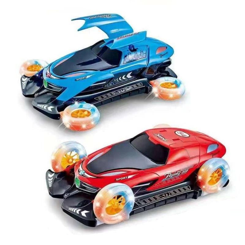 Automatic Electric Flying LED Car for Kids, 360°Rotating Stunt Car with Spins & Music and 4WD Transformation, Perfect Gift for Halloween Xmas