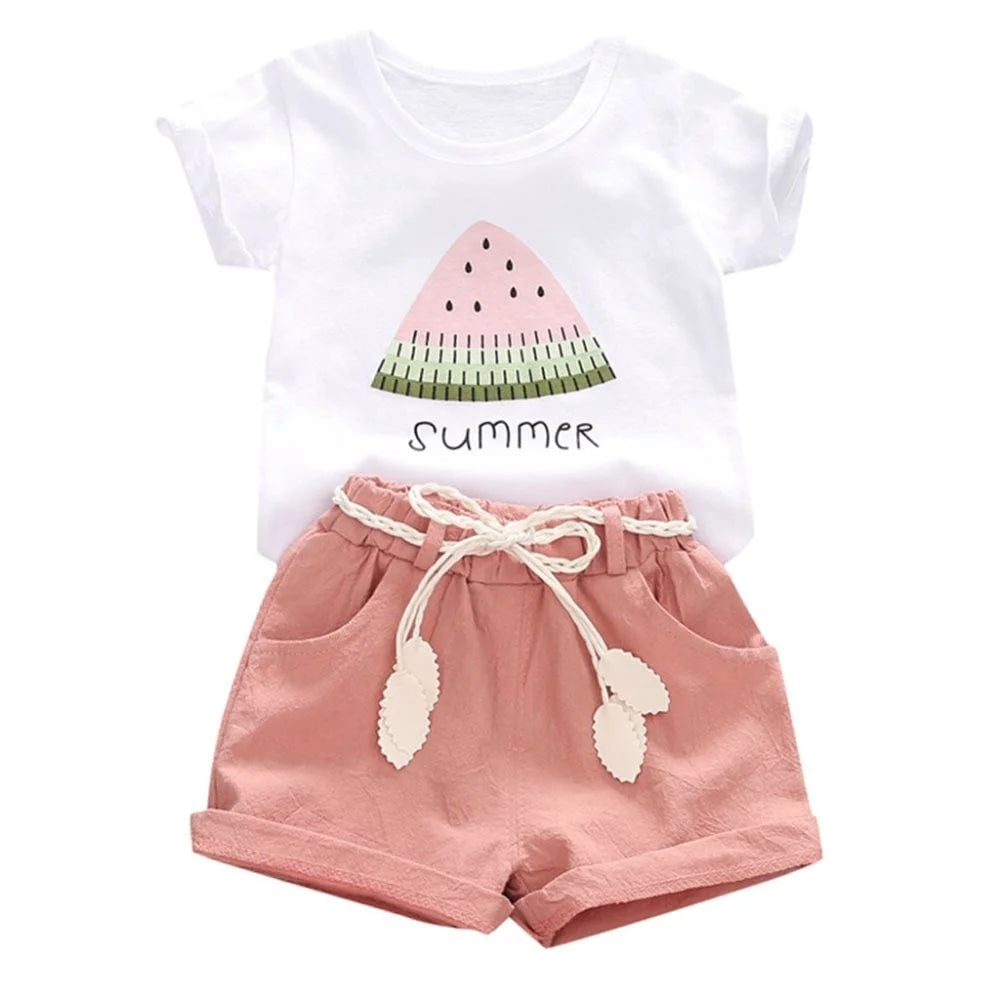 Baby Girl Summer Short Set Female Cute T-Shirt Shorts 2Pcs Clothes Outfits