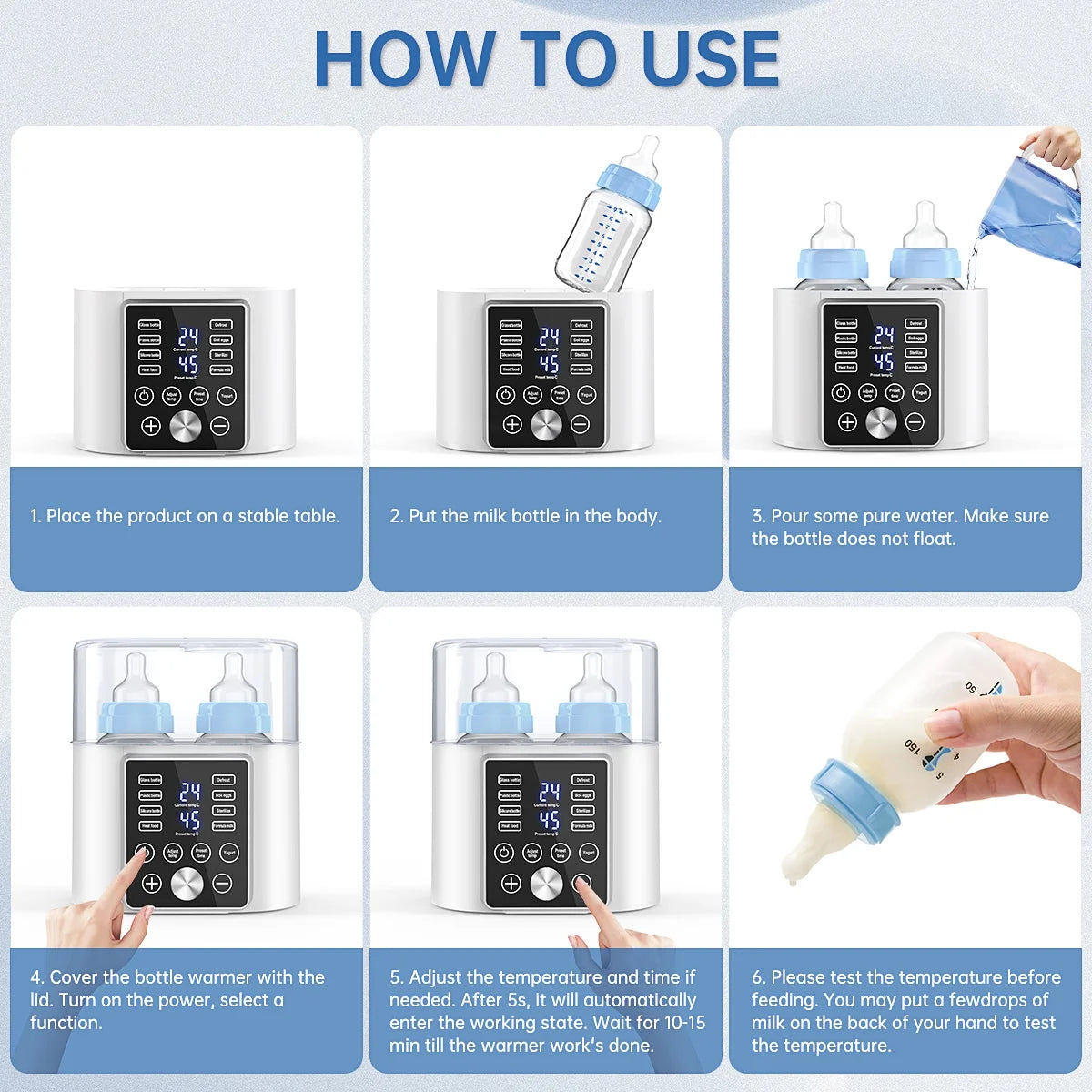 Baby Bottle Warmer, Dual Bottle 12-In-1 Fast Milk Warmer with 24H Accurate Temperature Control & Auto-Off, Baby Food Heater W/ Appointment &Timer for Breastmilk or Formula, LCD Display, Bpa-Free