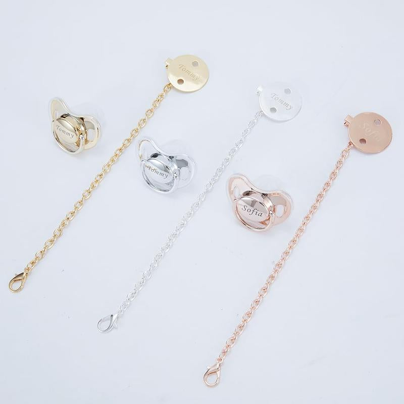 Custom Engraved Baby Name Pacifier & Clip Set – Personalized Baby Gift | Keepsake, Baby Shower, Newborn Essentials