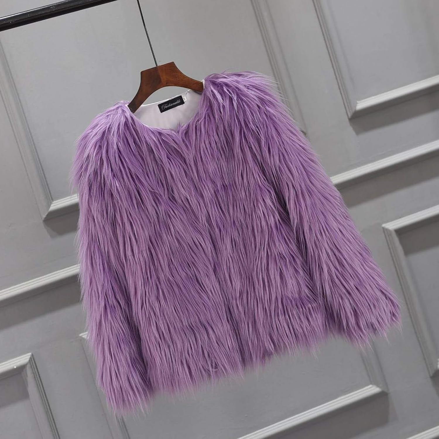 Girl Faux Fur Long Sleeve V Neck Jacket Coat Warm Outerwear Children Thick Outwear 2-10Years (Purple, 3-4 Years)