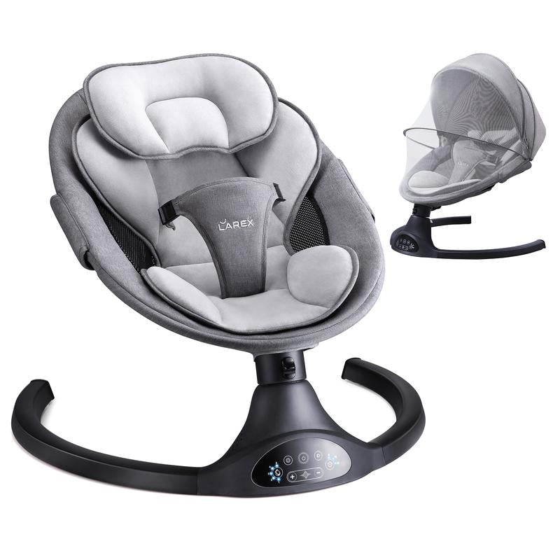Baby Swing for Infants to Toddlers,Electric Portable Newborn Bouncer ,5 Speeds and Remote Control ,10 Preset Melodies and Bluetooth,0-6 Months Max 20 Lbs (Black)