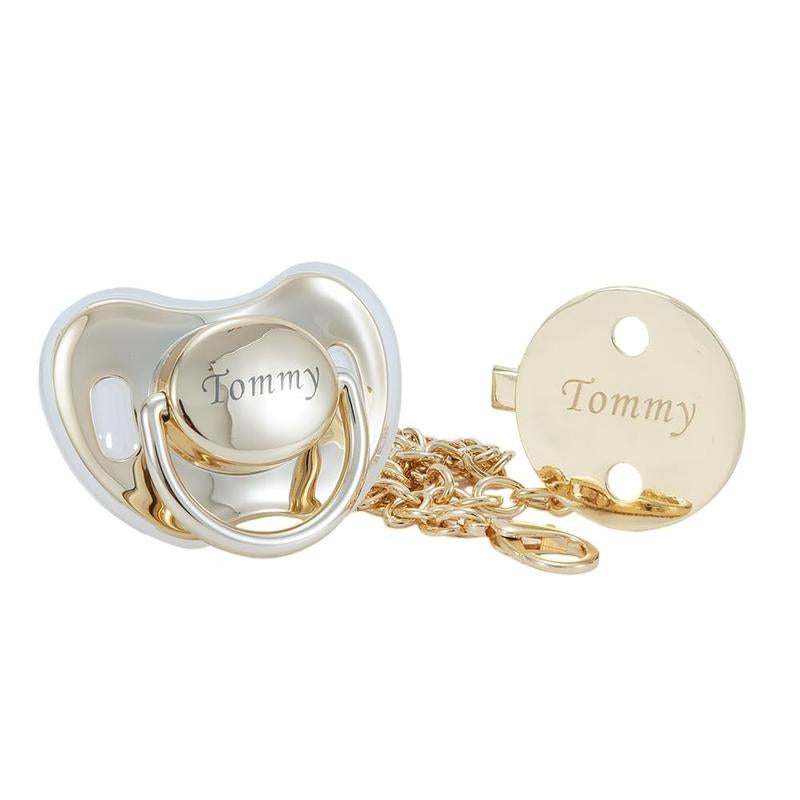 Custom Engraved Baby Name Pacifier & Clip Set – Personalized Baby Gift | Keepsake, Baby Shower, Newborn Essentials