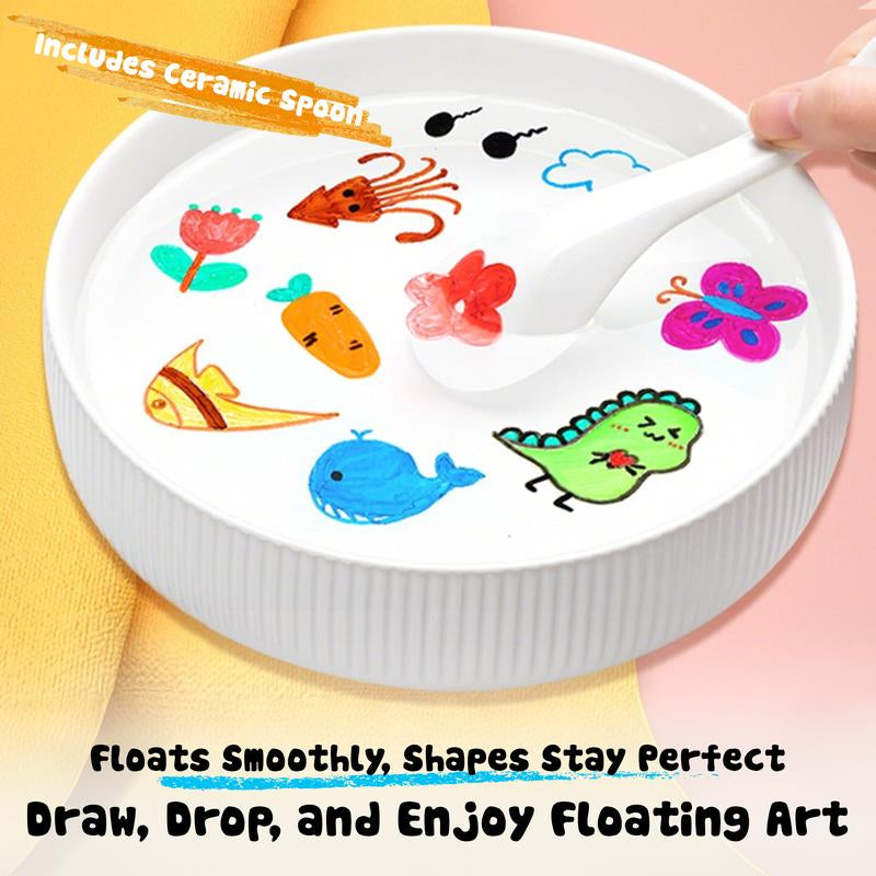 Magic Floating Marker Set 12 Vibrant Colors, Dry Erase Markers for Water Drawing with Spoons, Safe Non-Toxic Art Supplies for Kids Acrylic Painting Pen Watercolor Paint