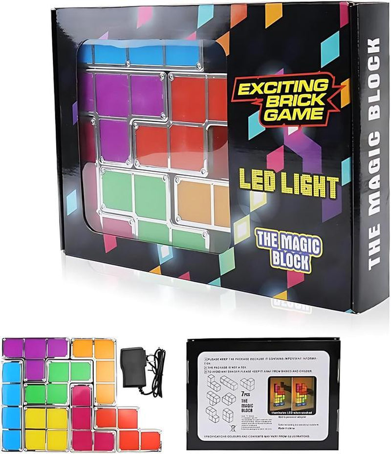 【Hot Selling Gift】7 PCS Stackable Night Light 3D Puzzles Toy 7 Colors Magic Blocks Induction Interlocking LED Novelty Desk Lamp Lighting DIY for Teens and Adults Home Deco Great Gift for Birthday
