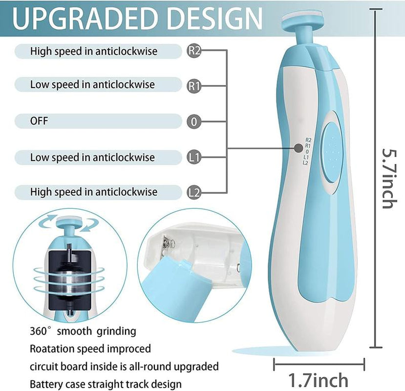 Baby Nail Trimmer Electric and Baby Grooming Kit,Baby Nail Clippers, 6 in 1 Baby Nail File,Nail File Baby Grooming Kit Manicure Set for Toddler or Adults,Blue