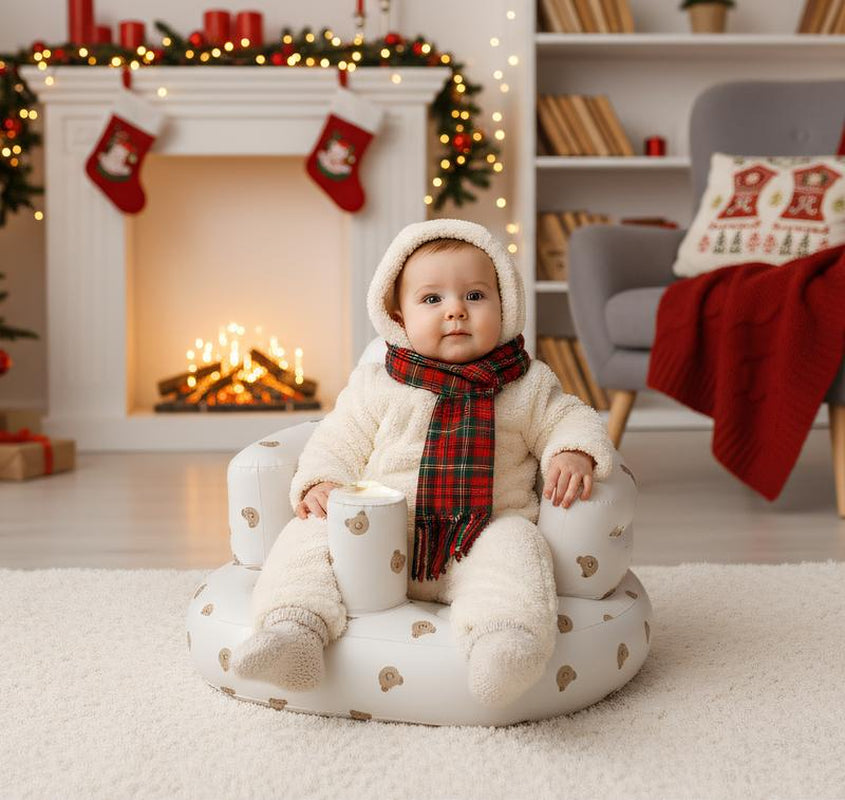 Inflatable Baby Seat 3+ Months, Built-In Air Pump Baby Seat for Kids, Toddler, Blow-Up Baby Chair with Back Support, Breathable Cover, Newborn Baby Essentials, Toddler Items, Baby Carrier Alternative, Baby Essentials & Baby Items, Christmas Baby Gift