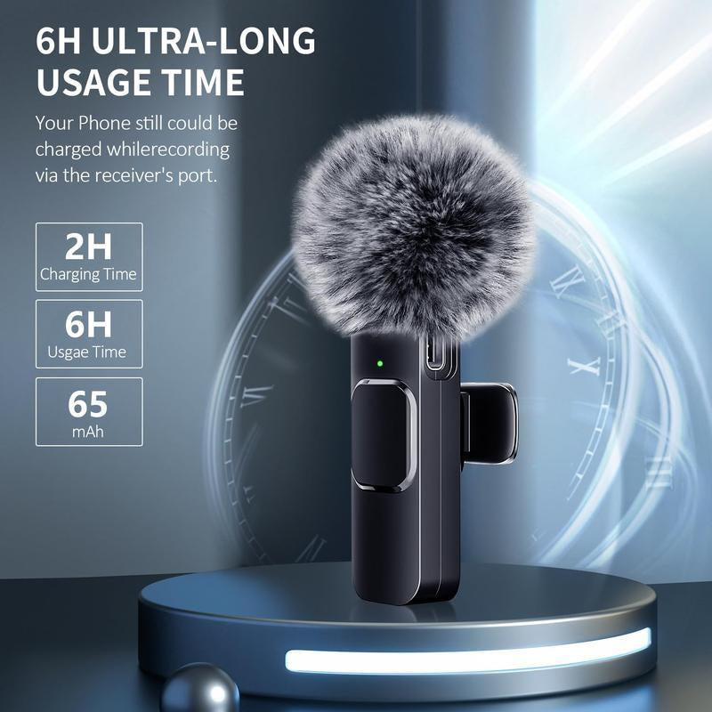 2 Pcs Wireless Microphones for Iphone, Android, Ipad - Mini Wireless Clip-On Microphones Crystal Clear Sound Quality for Recording, Live Streaming,Vlog Microfono Minimic Usb C Interface Smartphone