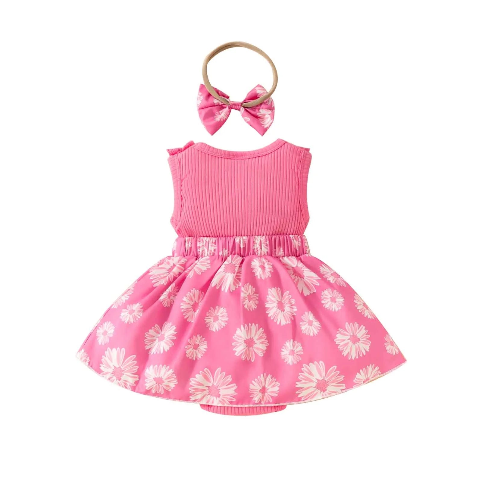 Toddler Girl Clothes Summer Clearance Infant Cotton Outfits Sleeveless Skirt Baby Girl Lace Bow Tie Dress Romper Hair Band Set