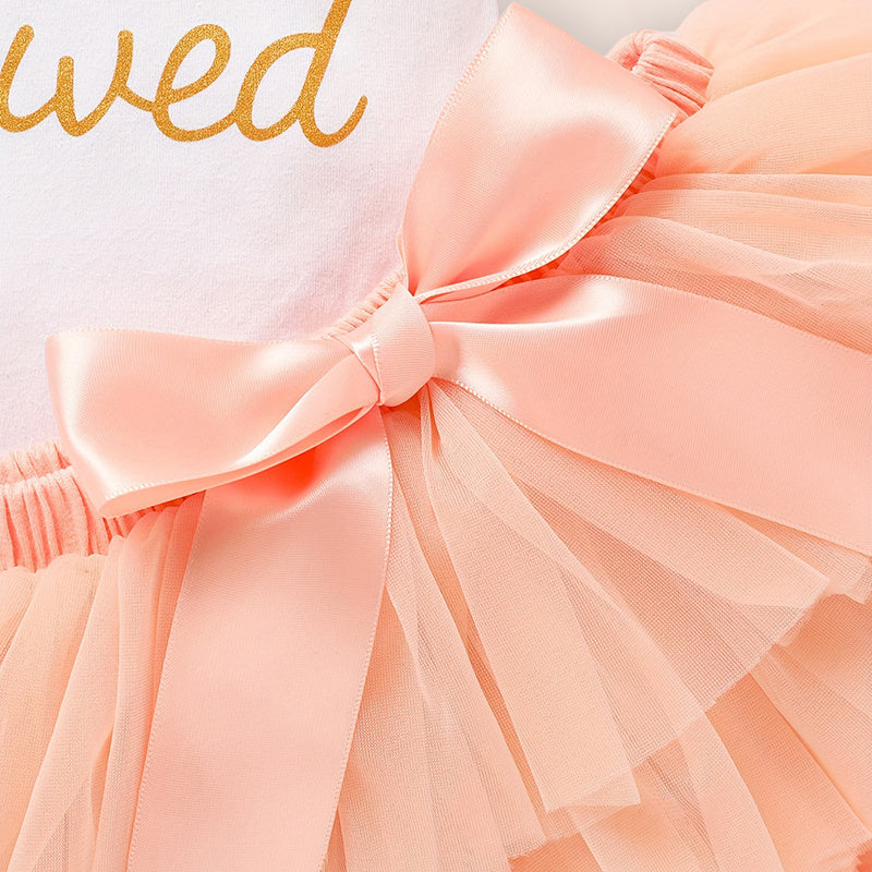Newborn Baby Girl Outfits Infant Letter Print Romper Tutu Skirt Headband Coming Home Clothes Set