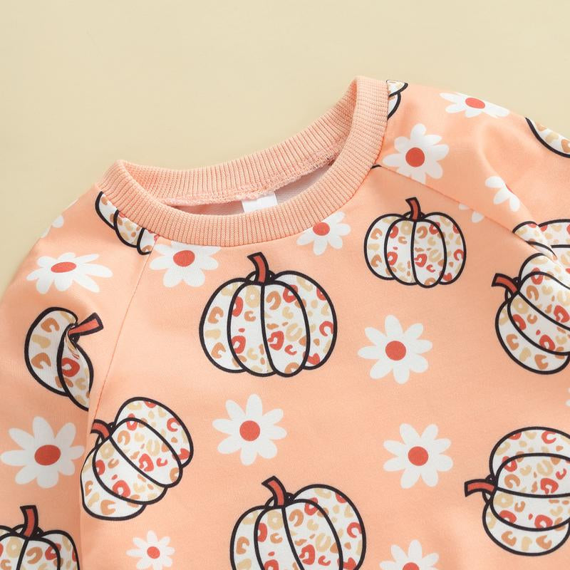 LAGKIYOJ Halloween Toddler Baby Girl Outfits Cute Pumpkin Sweatshirt Tops Warm Pants Set Infant Girl Fall Winter Clothes