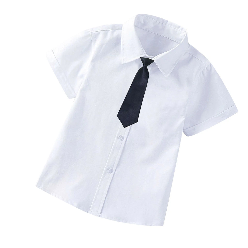 Clearance Boys School Uniform Dress Shirt Short Sleeve Button-Up Oxford Shirt, White Sizes 2T-18T