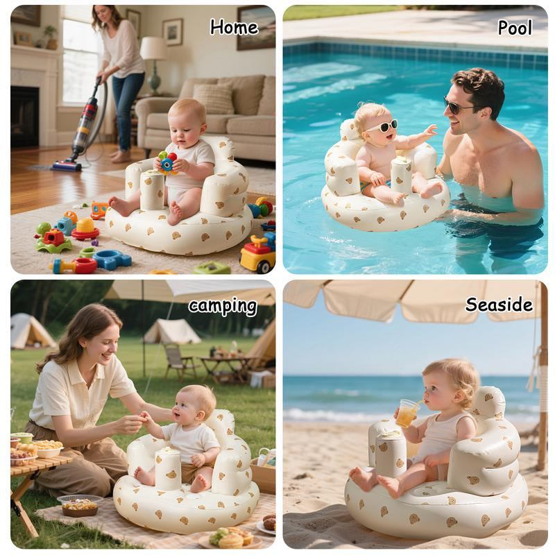 Inflatable Baby Seat 3+ Months, Built-In Air Pump Baby Seat for Kids, Toddler, Blow-Up Baby Chair with Back Support, Breathable Cover, Newborn Baby Essentials, Toddler Items, Baby Carrier Alternative, Baby Essentials & Baby Items, Christmas Baby Gift