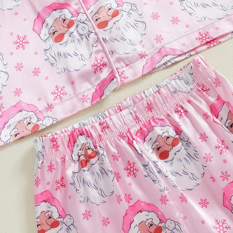 Toddler Baby Girls Christmas Satin Silk Pajamas Button down 2 Piece Pajama Set Big Kids Teen Girls Pjs Nightgown Outfits