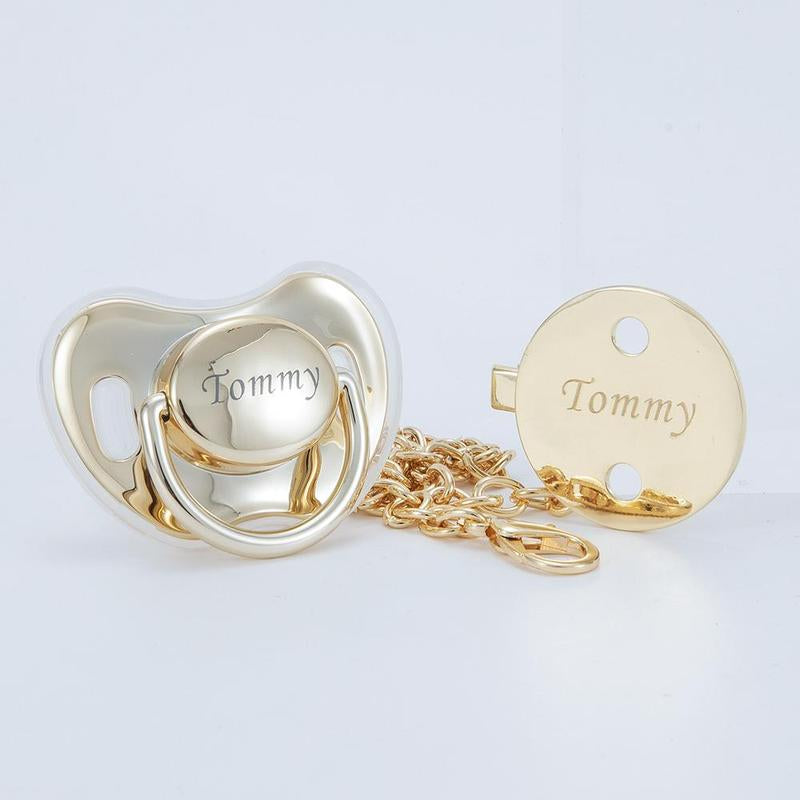 Custom Engraved Baby Name Pacifier & Clip Set – Personalized Baby Gift | Keepsake, Baby Shower, Newborn Essentials