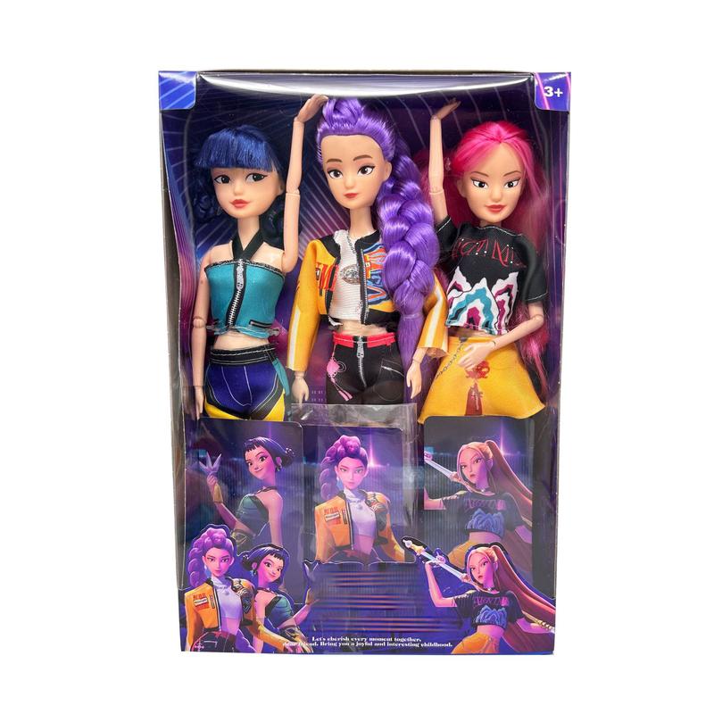 Kpop Demon Hunters Anime Action Figure Doll 11.5 Inches–12 Joint Movable Anime-Rumi, Mira and Zoey, Anime-Inspired Collectible Dolls, Mystery Box Merch Gift for Fans & Kids-Desk Display-Kpop Idol Merch Collectibles -Halloween Christmas Gift, Festivals
