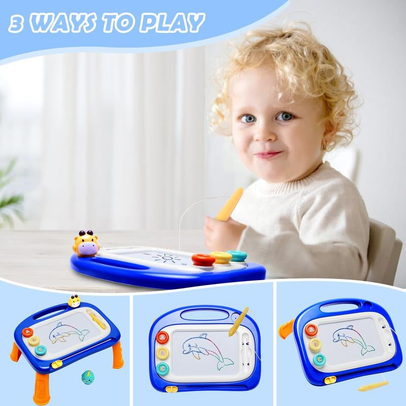 Toddlers Toys Ages2-3, Magnetic Drawing Board, Toddler Boy Toys for 2 3 Year Old, Doodle Board Pad Learning and Educational Toys for 2-3 Yr Kids Birthday Gifts - Blue