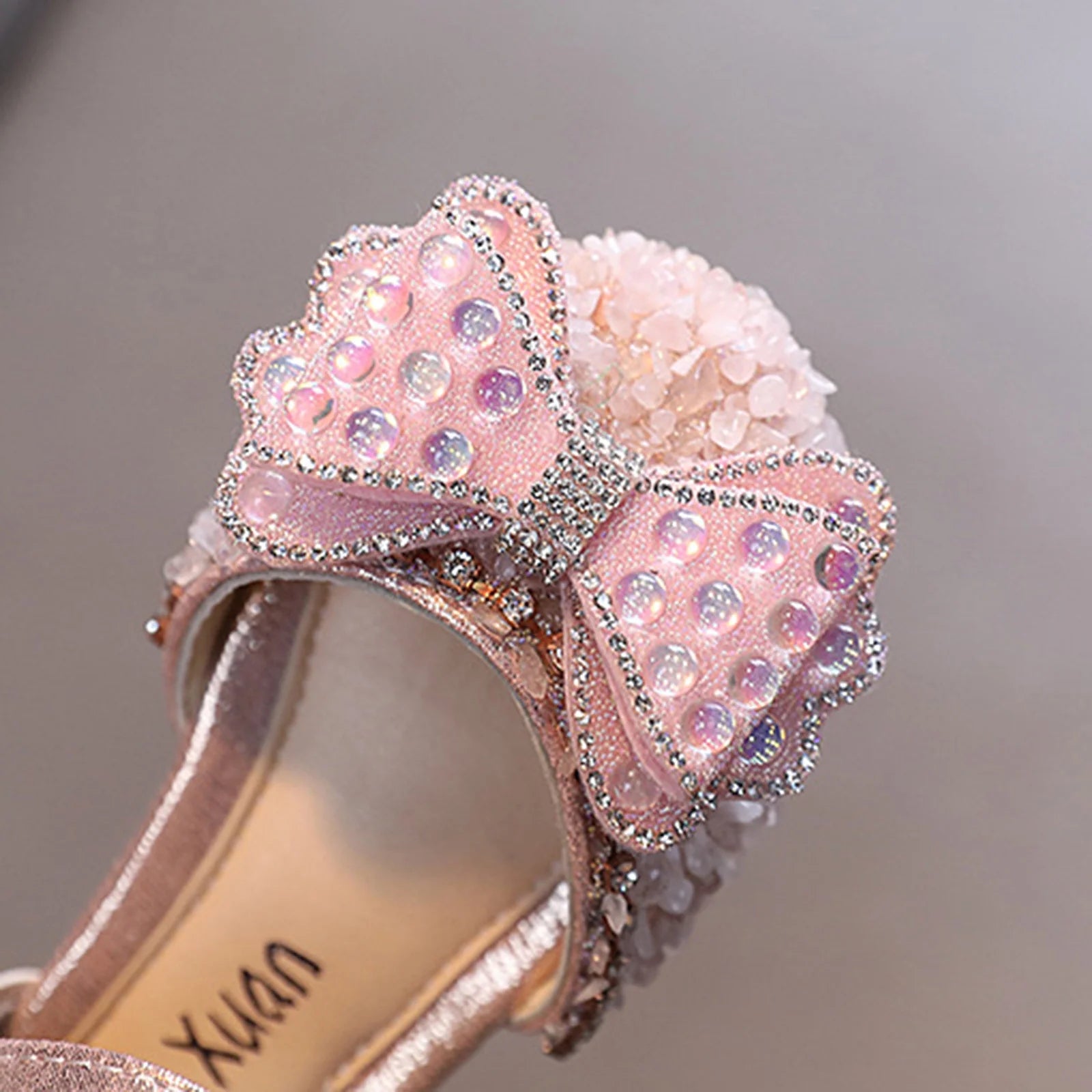 Vacation Shoes for Children'S Fashion Spring Summer Girls Sandals Party Dress Dance Show Princess Shoe Rhinestone Bowknot Ribbon Hook Loop for Birthday Holiday Party (12-15 Months,Pink)