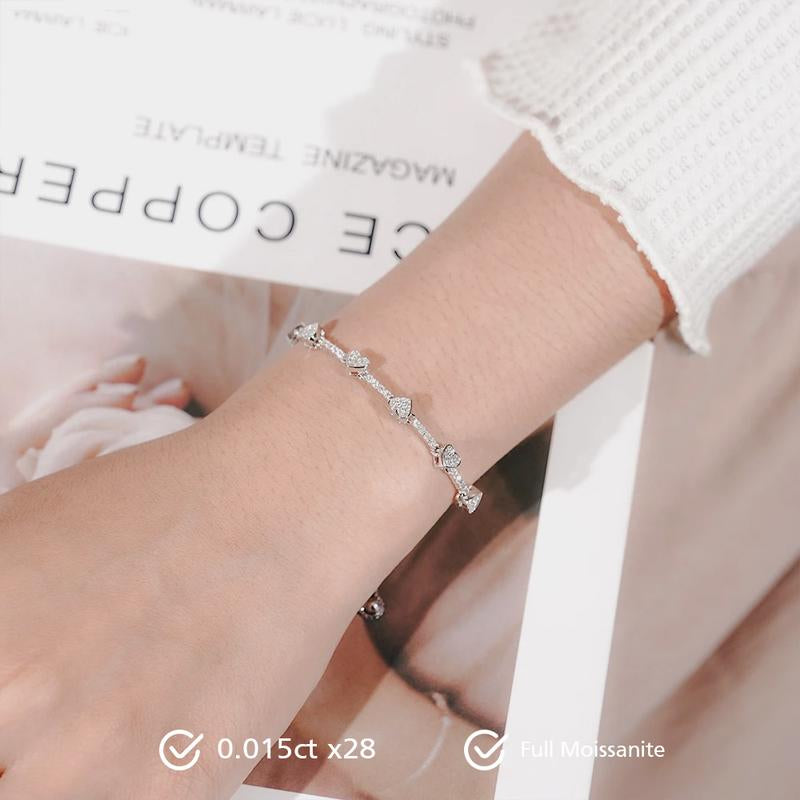 Xienna Heart Moissanite Bracelet 0.6 CT - round Cut - Lore Jewelry