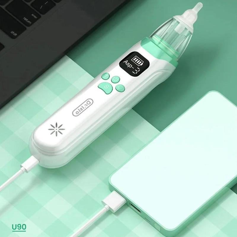 Electric Baby Nasal Aspirator, Rechargeable Nose Suction Tool with 3 Silicone Tips, Baby Nose Sucker with Pause & Music & Light Soothing Function, Baby Essentials