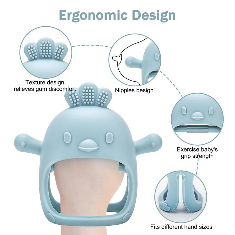 Baby Teether Set, 5 Counts/Set Including Silicone Teether & Fruit Feeder & Food Feeding Storage Box, Newborn Baby Fruit Feeder, Baby Teething Relief Tool, Baby Essentials, Cute Baby Items