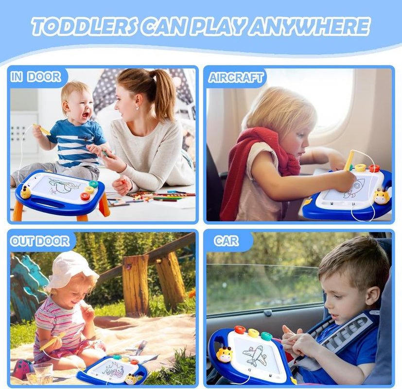 Toddlers Toys Ages2-3, Magnetic Drawing Board, Toddler Boy Toys for 2 3 Year Old, Doodle Board Pad Learning and Educational Toys for 2-3 Yr Kids Birthday Gifts - Blue