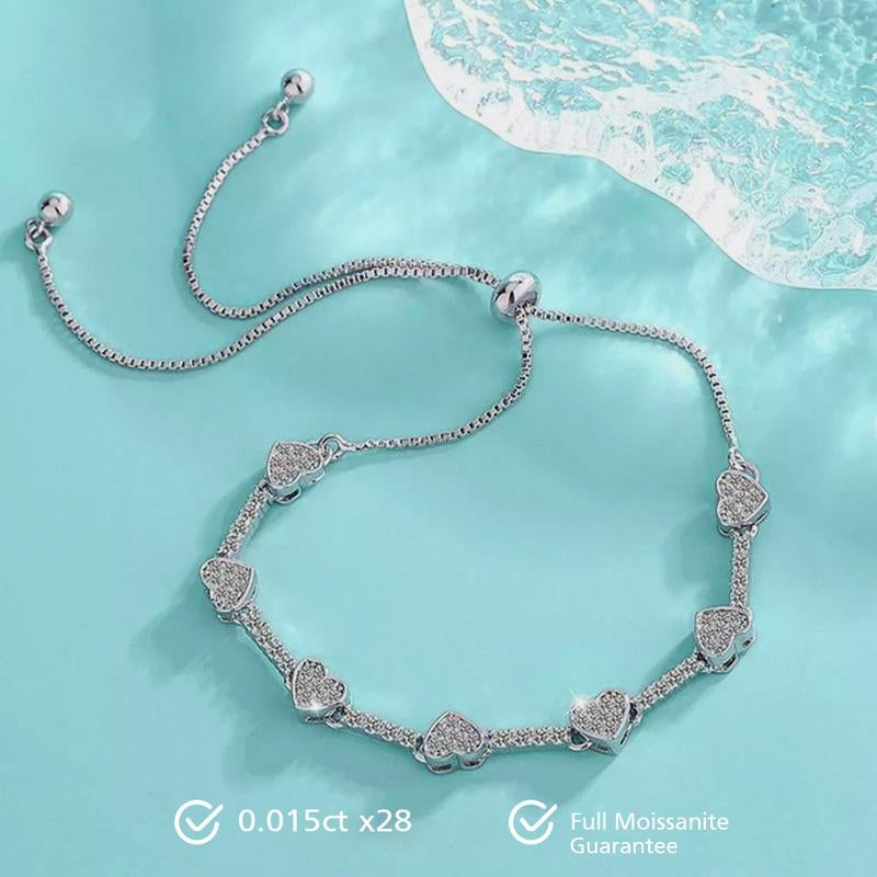 Xienna Heart Moissanite Bracelet 0.6 CT - round Cut - Lore Jewelry