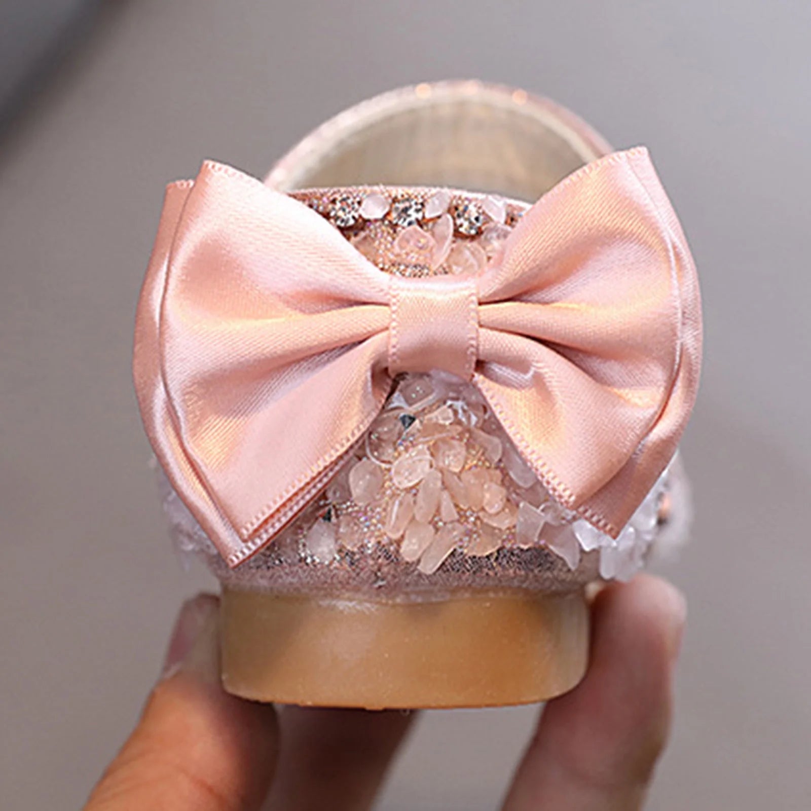 Vacation Shoes for Children'S Fashion Spring Summer Girls Sandals Party Dress Dance Show Princess Shoe Rhinestone Bowknot Ribbon Hook Loop for Birthday Holiday Party (12-15 Months,Pink)