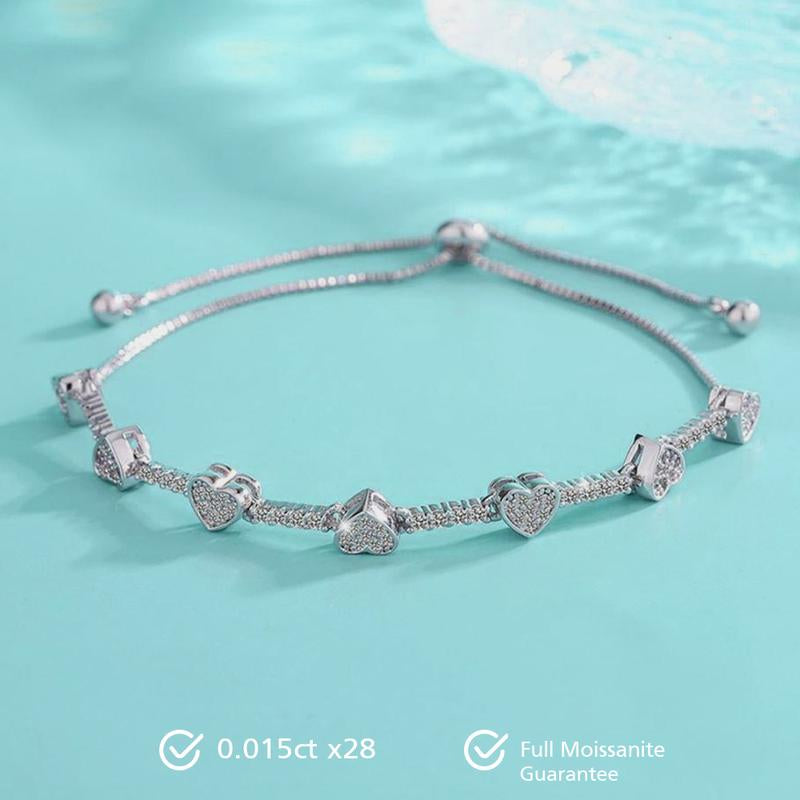 Xienna Heart Moissanite Bracelet 0.6 CT - round Cut - Lore Jewelry