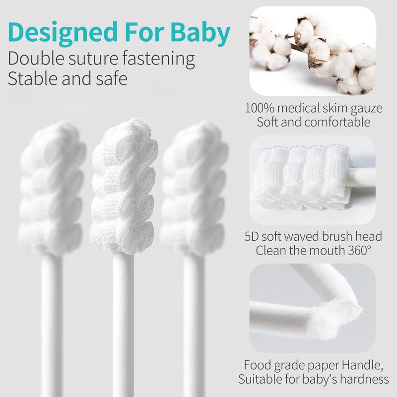 Baby Tongue Cleaner, Newborn Baby Toothbrush, 96PCS Disposable Infant Toothbrush Clean Baby Mouth,Gauze Gum Cleaner Toothbrush Baby Oral Cleaning Stick Dental Care for 0-36 Month Baby