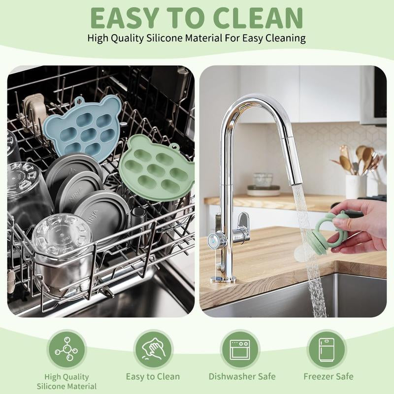 Baby Teether Set, 5 Counts/Set Including Silicone Teether & Fruit Feeder & Food Feeding Storage Box, Newborn Baby Fruit Feeder, Baby Teething Relief Tool, Baby Essentials, Cute Baby Items