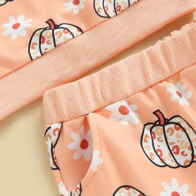 LAGKIYOJ Halloween Toddler Baby Girl Outfits Cute Pumpkin Sweatshirt Tops Warm Pants Set Infant Girl Fall Winter Clothes